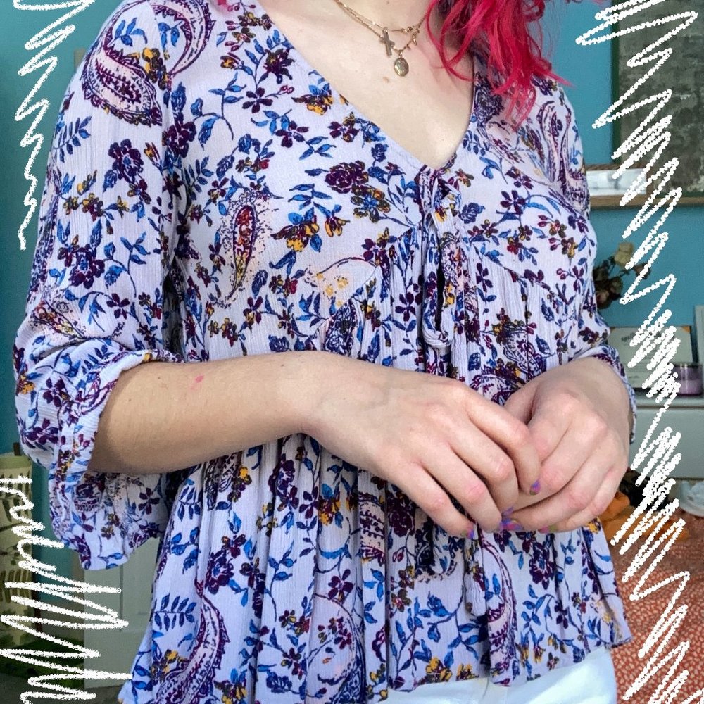 Floral Bell Sleeve Blouse